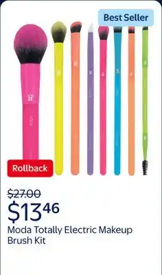 Walmart Moda Brush Totally Electric Full Face 8pc Makeup Brush Kit offer