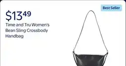 Walmart Time and Tru Women's Bean Sling Crossbody Handbag, Black offer