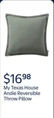 Walmart My Texas House 20 x 20 Andie Reversible Solid Green Cotton Throw Pillow offer