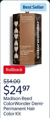 Walmart Madison Reed ColorWonder Demi-Permanent Hair Color Kit, 6N Brunette Bombshell offer