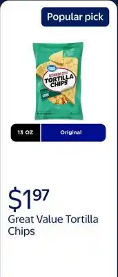 Walmart Great Value Restaurant Style White Corn Tortilla Chips offer