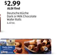 Aldi Deutsche KÃƒÂ¼che Dark or Milk Chocolate Wafer Rolls offer