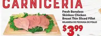 Vallarta Supermarkets Fresh Boneless Skinless Chicken Breast Thin Sliced Fillet / MILANESA DE PECHUGA DE POLLO offer