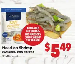 Vallarta Supermarkets Head on Shrimp / CAMARON CON CABEZA offer