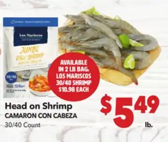 Vallarta Supermarkets Head on Shrimp / CAMARON CON CABEZA offer