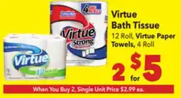 Vallarta Supermarkets Virtue Bath Tissue offer