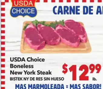 Vallarta Supermarkets USDA Choice Boneless New York Steak / BISTEK NY DE RES SIN HUESO offer