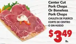 Vallarta Supermarkets Center Cut Pork Chops Or Boneless Pork Chops / CHULETA DE PUERCO CORTE DE CENTRO O SIN HUESO offer
