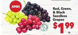 Vallarta Supermarkets Red, Green, & Black Seedless Grapes offer