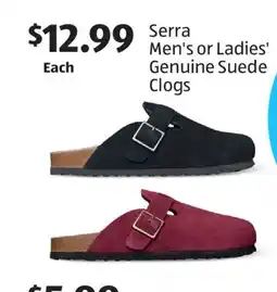 Aldi Serra Men's or Ladies' Genuine Suede Clogs offer