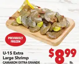 Vallarta Supermarkets U-15 Extra Large Shrimp / CAMARON EXTRA GRANDE offer