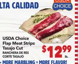 Vallarta Supermarkets USDA Choice Flap Meat Strips Tasajo Cut / RANCHERA DE RES CORTE TASAJO offer