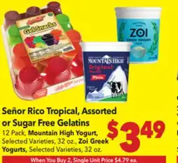 Vallarta Supermarkets Señor Rico Tropical, Assorted or Sugar Free Gelatins offer