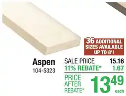 Menards Aspen 1 x 4 x 8 offer