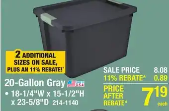 Menards 20-Gallon Gray offer