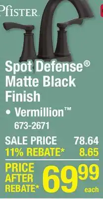 Menards PfISTER Spot Defense Matte Black Finish offer
