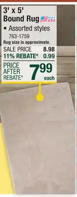 Menards 3' x 5' Bound Rug offer