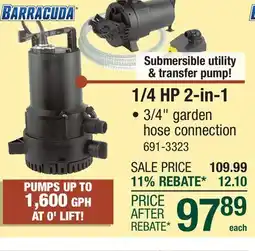 Menards 1/4 HP 2-in-1 • 3/4 garden hose connection offer