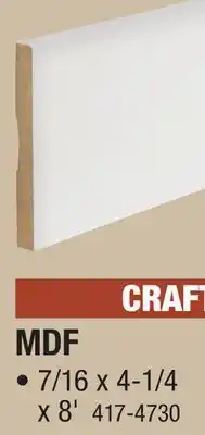 Menards MASTERCRAFT 7/16 x 4-1/4 CRAFTSMAN MDF PRIMED BASE offer