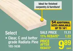 Menards Select 1 x 4 x 8' PINE offer