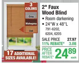Menards 2 Faux Wood Blind offer