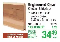 Menards Engineered Clear Cedar Shiplap offer