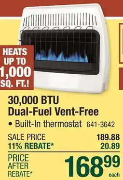 Menards 30,000 BTU Dual-Fuel Vent-Free offer