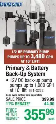 Menards Primary & Battery Back-Up System offer