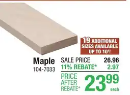 Menards Maple 1 x 4 x 8' offer