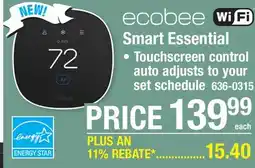 Menards ecobee Smart Essential • Touchscreen control auto adjusts to your set schedule offer