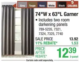 Menards 74W x 63L Garner offer