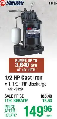 Menards 1/2 HP Cast Iron offer