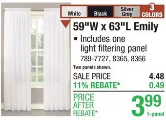 Menards 59W x 63L Emily offer