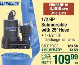 Menards 1/2 HP Submersible with 25' Hose offer
