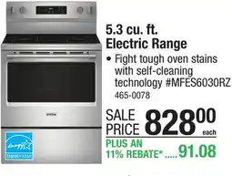 Menards MAYTAG 5.3 cu. ft. Electric Range offer