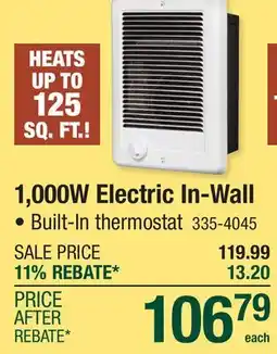 Menards 1,000W Electric In-Wall offer