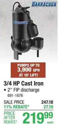 Menards BARRACUDA 3/4 HP Cast Iron offer