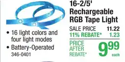 Menards Rechargeable RGB Tape Light offer