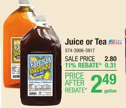 Menards Juice or Tea offer