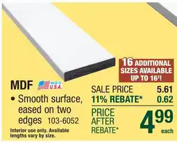 Menards Smooth surface, eased on two edges offer