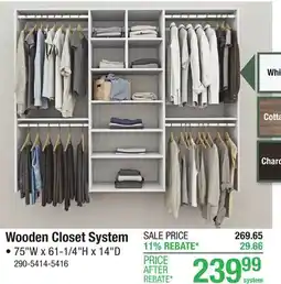 Menards Wooden Closet System offer