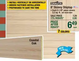 Menards 8' Skinny Shiplap offer