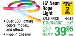 Menards 16' Neon Rope Light offer
