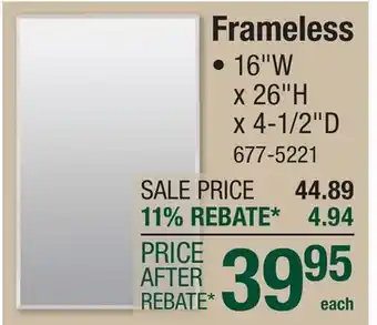 Menards Frameless offer