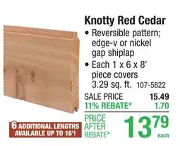 Menards Knotty Red Cedar offer