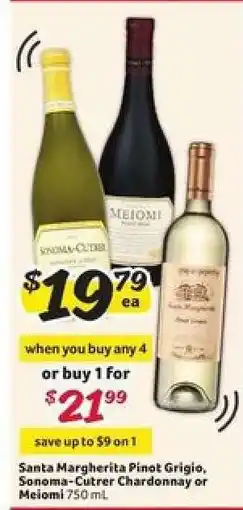 Winn Dixie Santa Margherita Pinot Grigio, Sonoma-Cutrer Chardonnay or Meiomi offer