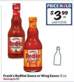 Winn Dixie Frank's RedHot Sauce or Wing Sauce offer