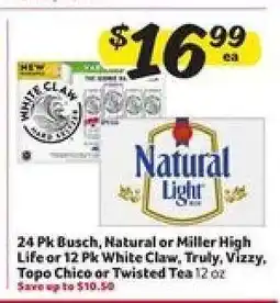 Winn Dixie Busch, Natural, Miller High Life, White Claw, Truly, Vizzy, Topo Chico, Twisted Tea offer
