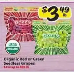 Winn Dixie Organic Red or Green Seedless Grapes offer