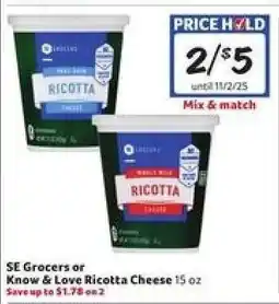 Winn Dixie SE Grocers or Know & Love Ricotta Cheese offer